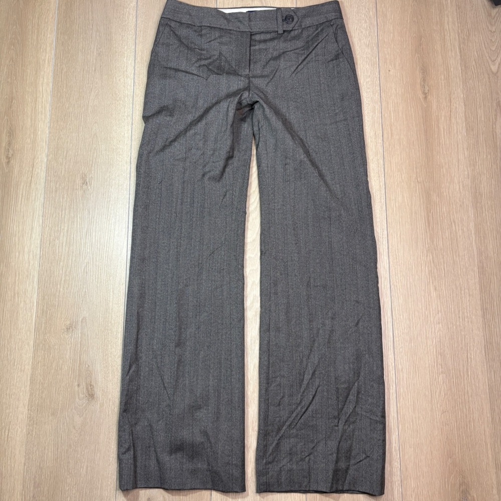 J.Crew Favorite Fit Wool Pinstripe Wide Leg Dress Pants Gray Size 6 Career Work